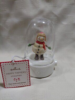 Hallmark Happy Tappers Musical Snowman Figurine Glitter Accents & Motion New